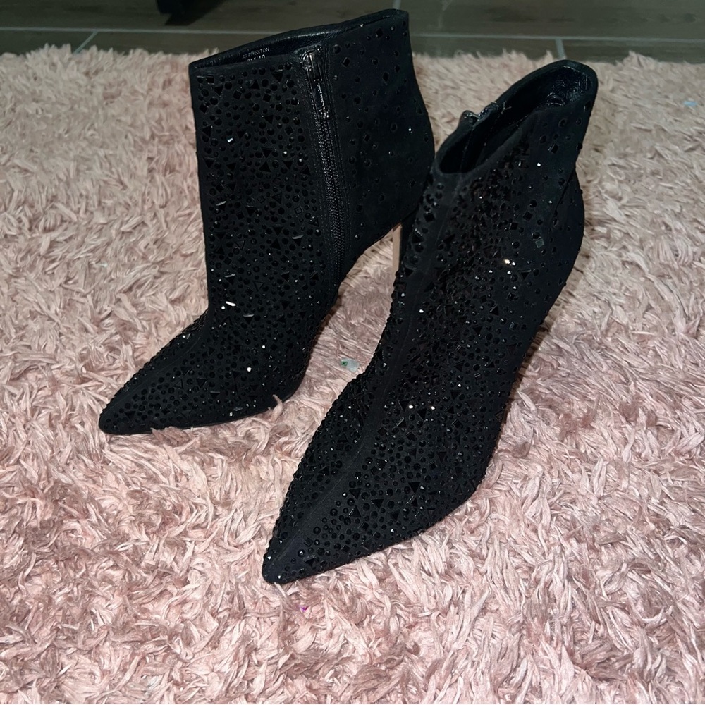 Jessica Simpson Prexton Black Rhinestone Ankle Boots